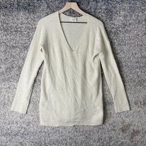 Wilfred Sweater Womens Medium Ivory White V Neck Ribbed Pullover Cotton Blend